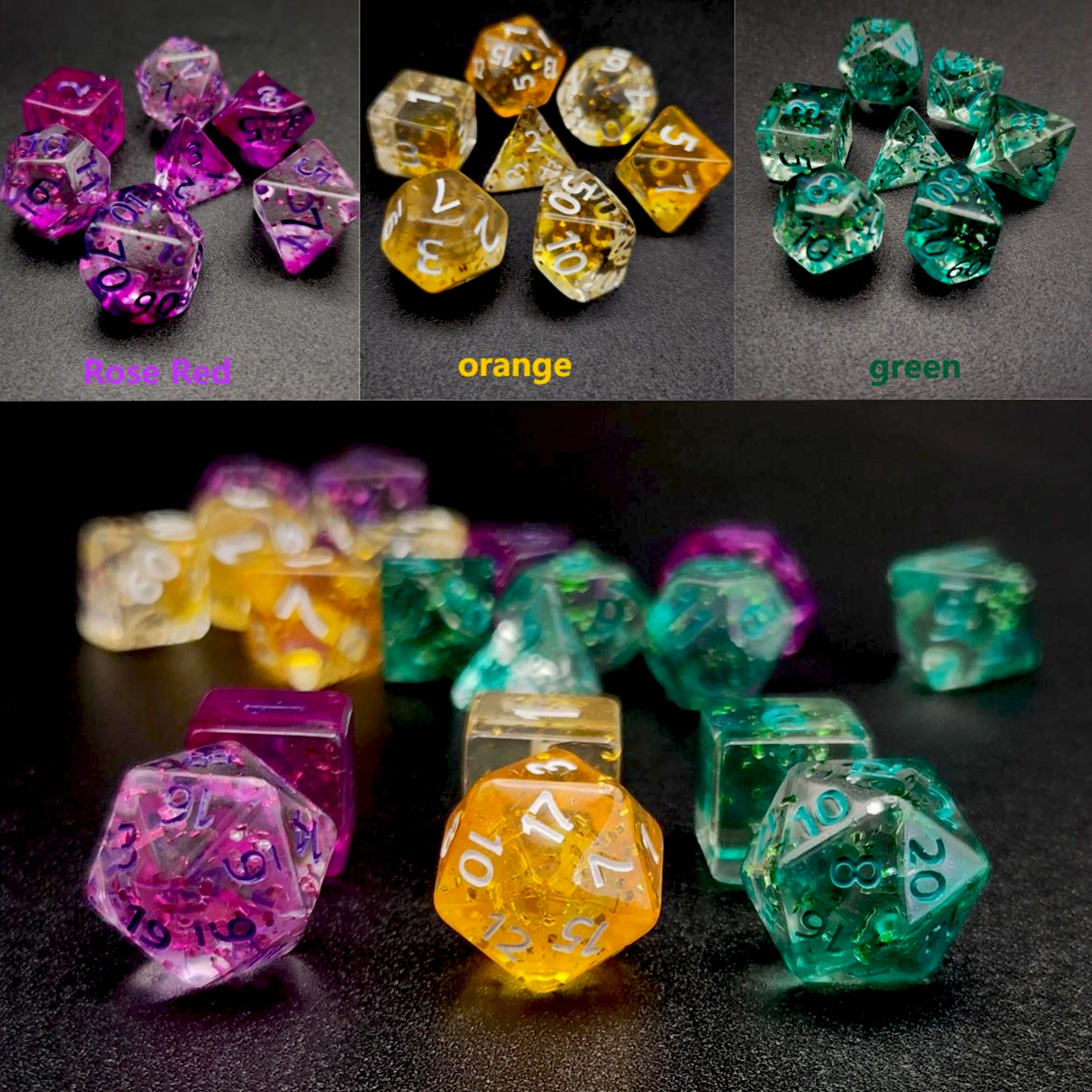 

7 шт. прозрачные акриловые игральные кости для настольных игр, для семейных сборов и игр для вечеринок (три цвета на выбор)