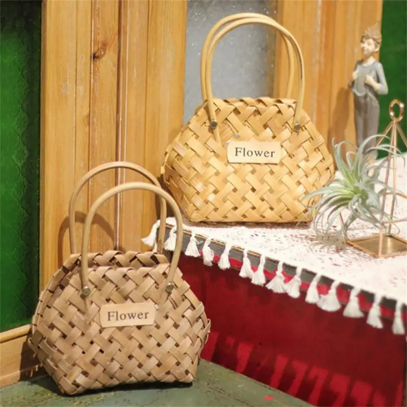 Wicker Baskets Handmade Using High-quality Bamboo Materials Bamboo Baskets Cachepot For Flowers Odorless Handheld Gift Basket