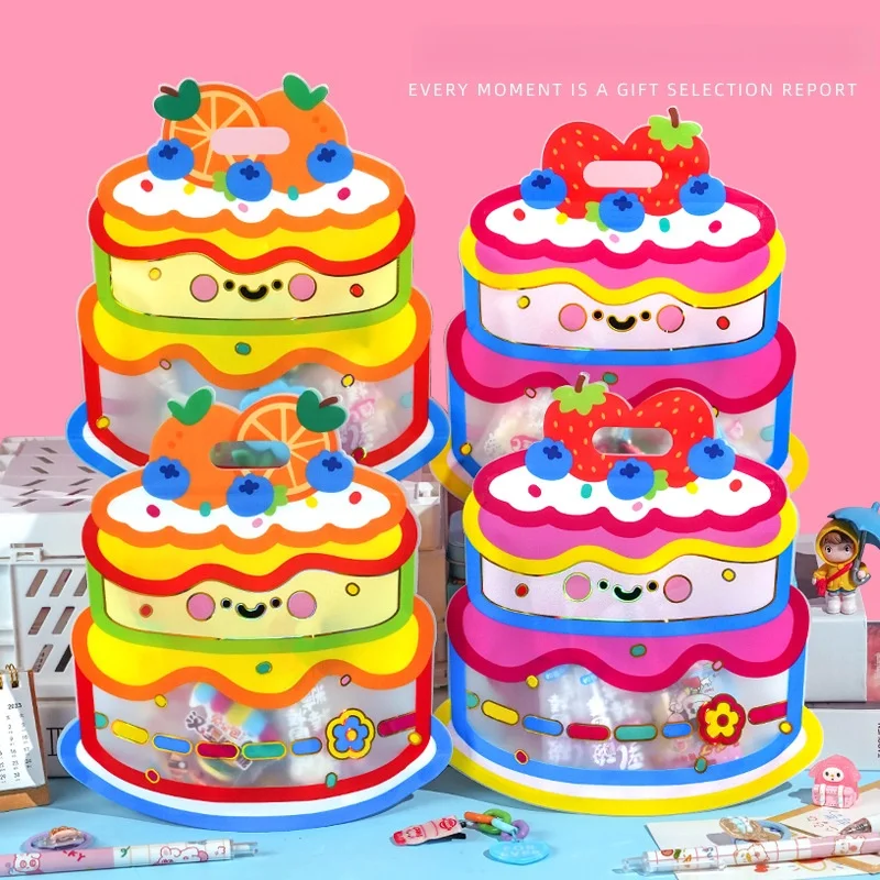 

50 шт., дизайн торта, сумка на молнии с ручкой, сумка для хранения закусок, детский подарочный пакет для детского сада, конфет, печенья, шоколада