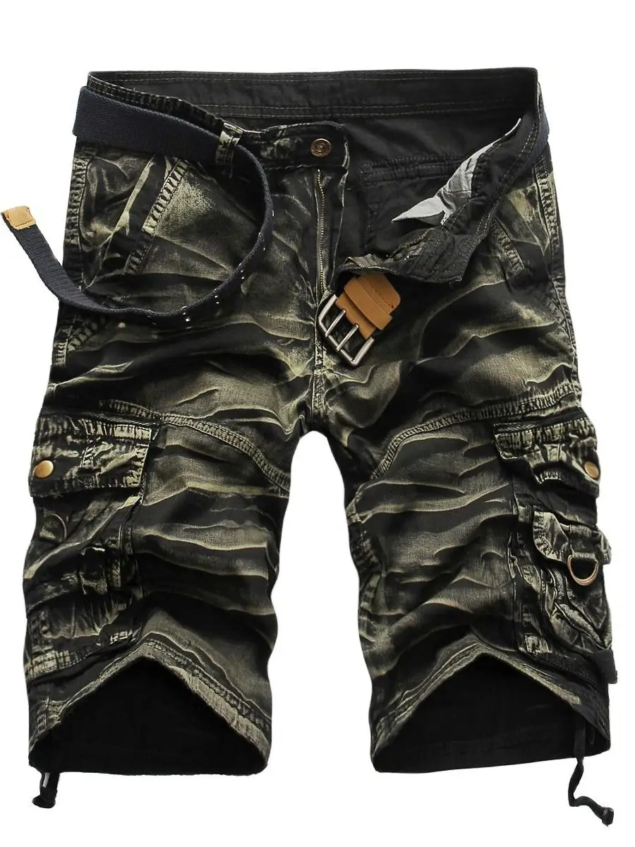 

Men's Casual Multi-ket Work orts Straight Leg mid Waist Five-Quarter Length Youthful Summer Workwear orts