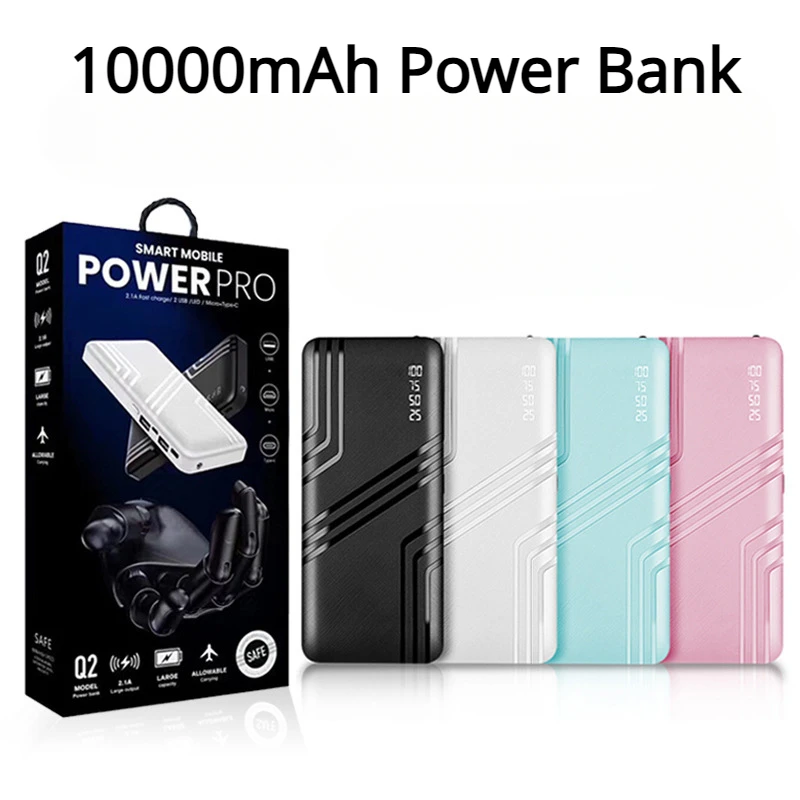 Ultra Thin Power Bank 10000mAh Portable Large Capacity Mobile Phone Charger Digital Display Universal Mobile Power Supply