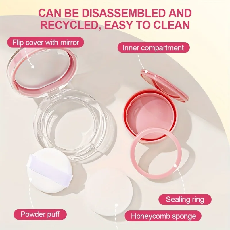 Custodia compatta ricaricabile con cuscino d'aria con specchio e soffio per fondotinta BB Cream Contenitore per trucco portatile a prova di perdite da viaggio ​