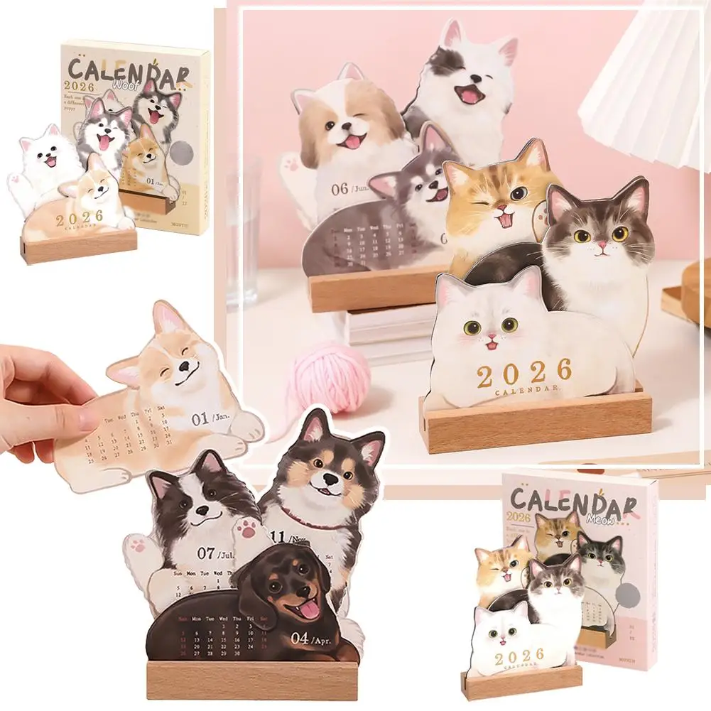 

2026 Cute Cat Dog Series Desk Calendar Table personal plan Agenda Organizer Memo Notes for Home Office School Daily Scheduler