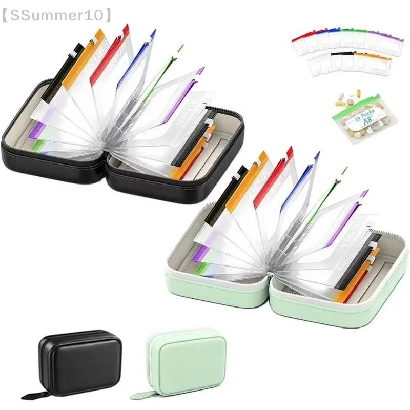 【xxx】1 Set Writable Labels Waterproof Pill Pouch Kit With 7/14 Color-coded Pouches For Daily Medication Vitamins & Supplements