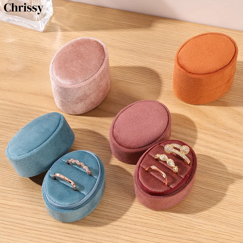 High Quality Jewelry Package Box in Velvet oval Box for Ring A Pair Ring Jewelry accessories