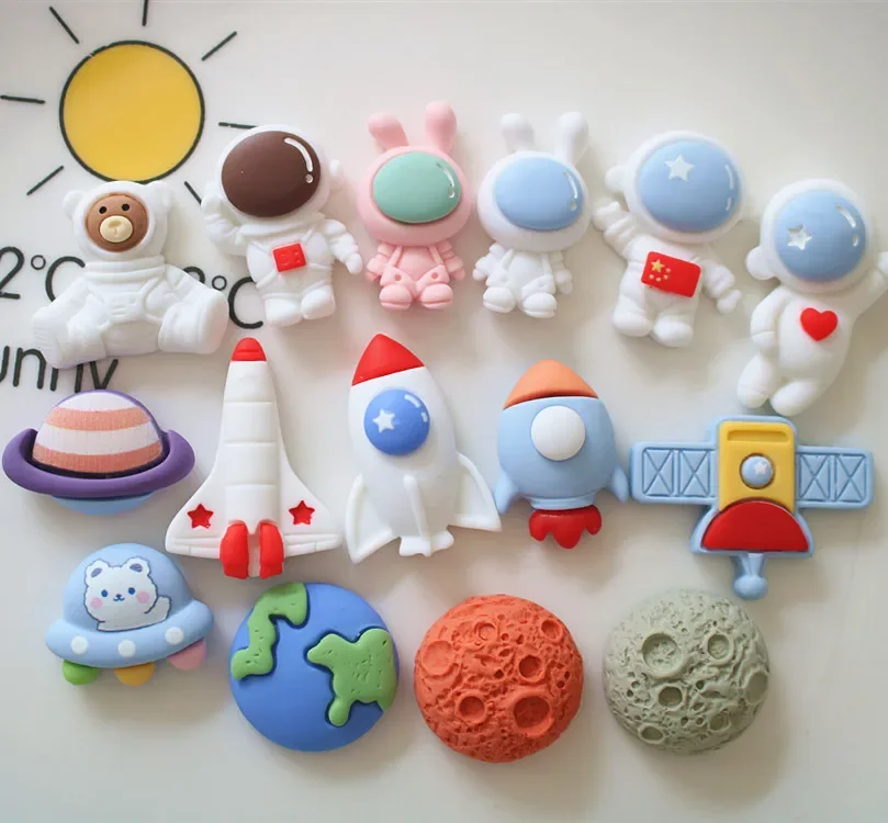 5pcs miniso series astronaut cartoon resin flatback cabochons diy crafts materials jewelry making charms