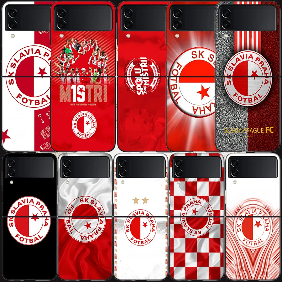 Sk Slavia Praha Czech Republic Case for Samsung Galaxy Z Flip 6 Flip 5 4 3 5G Black Cell Phone Cover Samsung Z Flip 5 5G Luxu