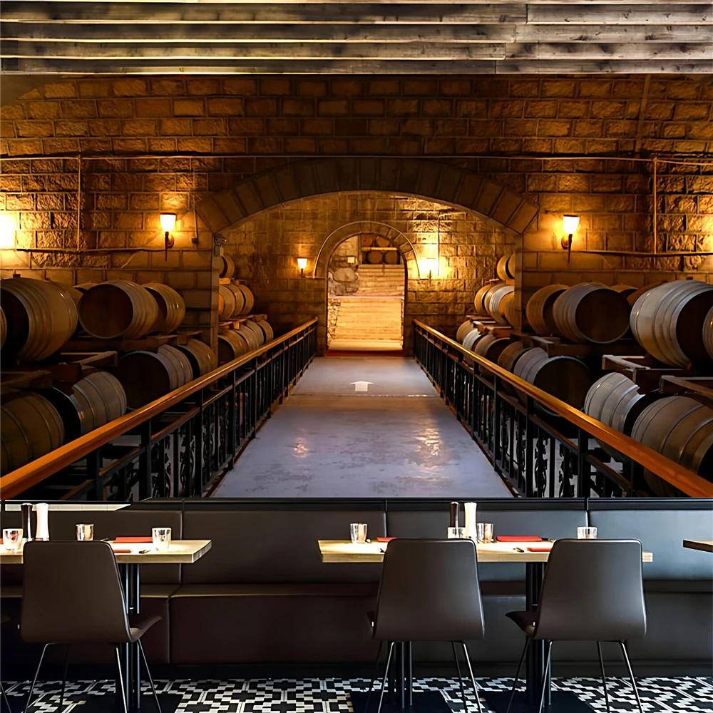 Custom 3D wallpaper mural retro nostalgic wooden bar barrel winery background wall paper home decoration waterproof wall sticker
