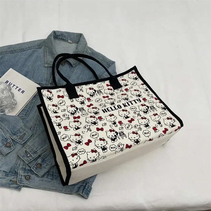 حقيبة ظهر عصرية من سانريو هالو كيتي بتصميم كرتوني عصري بسعة كبيرة للنساء حقائب سفر من القماش حقيبة كتف #5