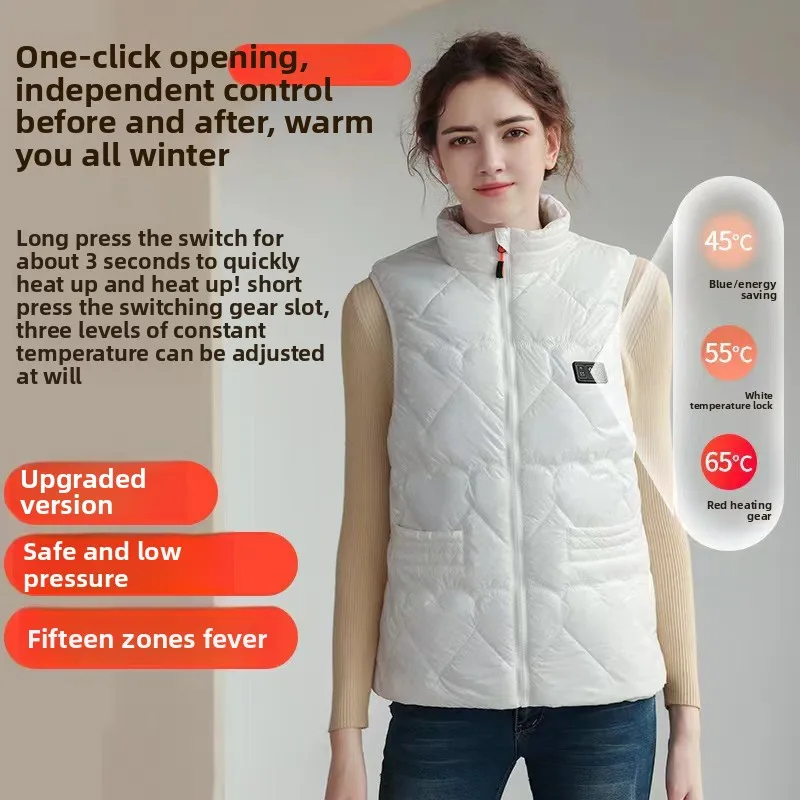 Heated Vest Bright-faced Smart 3-gear Electric Self heating Sleeveless Jacket Women Winter Snow Hiking Extremely Cold Warm Vests