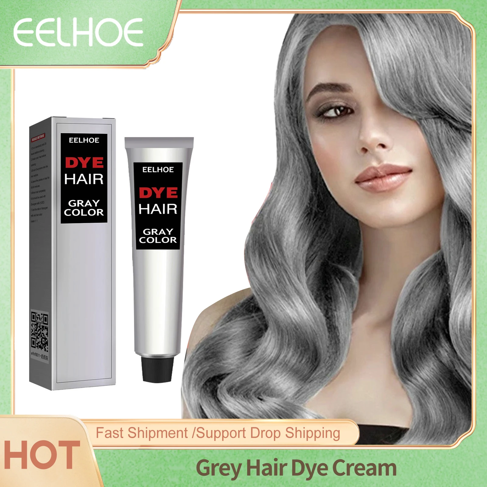 

Eelhoe Grey Hair Dye Cream Strong Molding Permanent Styling Modeling Dyeing Pomade Cosplay Party Christmas Silver Hair Color Wax