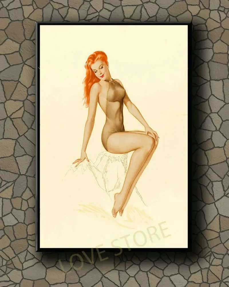 P351 Vintage Beautiful Pin-up Girl Classic Picture 480 Silk Fabric Poster Art Decor Indoor Painting Gift