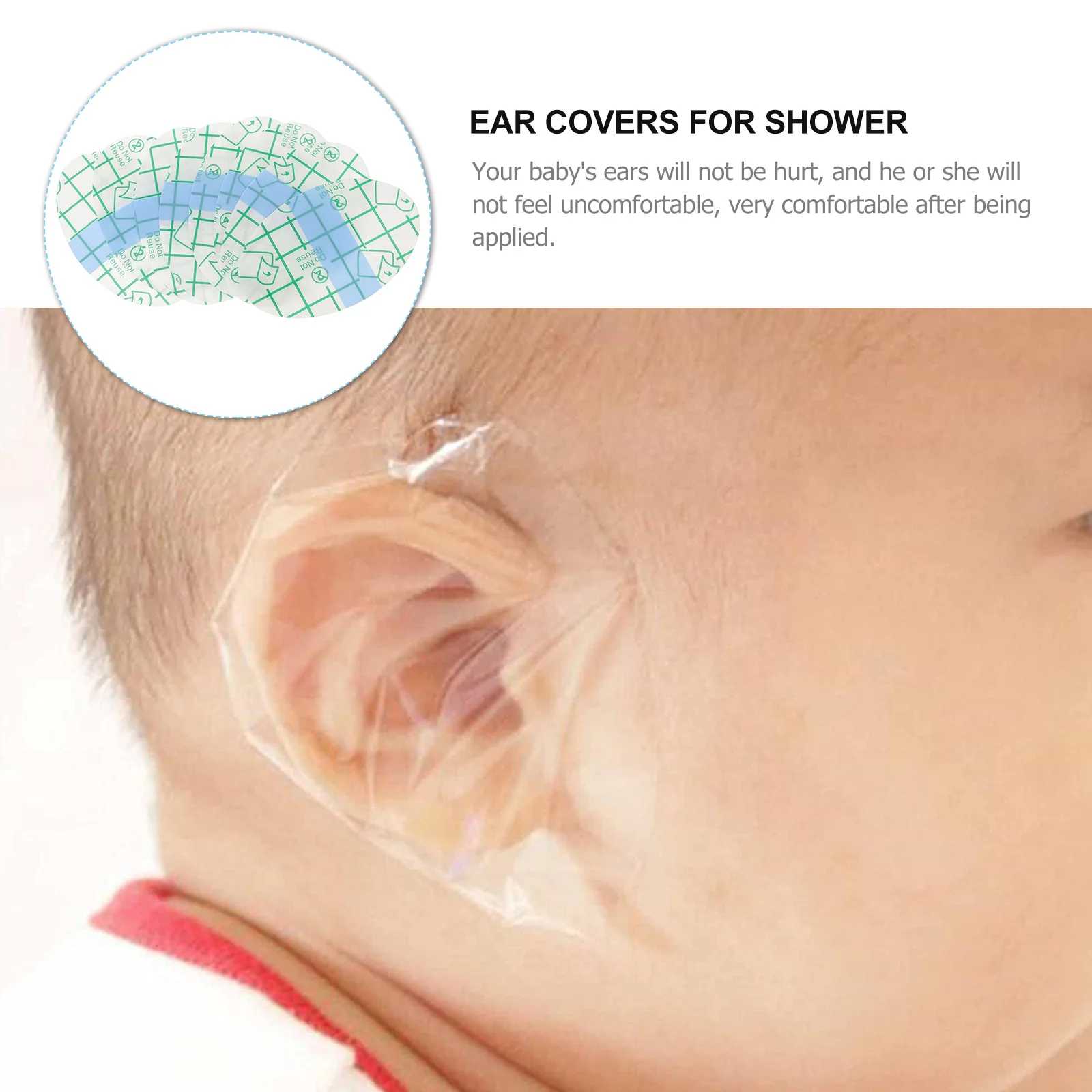 50 Sheets Waterproof Ear Protector Baby Swimming Cover Caps Ear Protection Patch Shower Cap Tool Newborn Cap Sticker