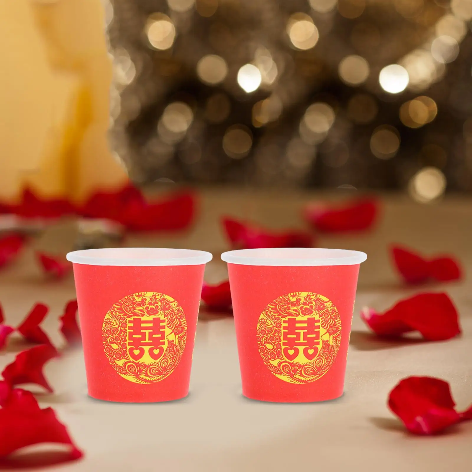Elegant Red Wedding Disposable Cups Bridal Shower Favors Thickened Paper Cups For Tea Ceremonies Bachelor Party