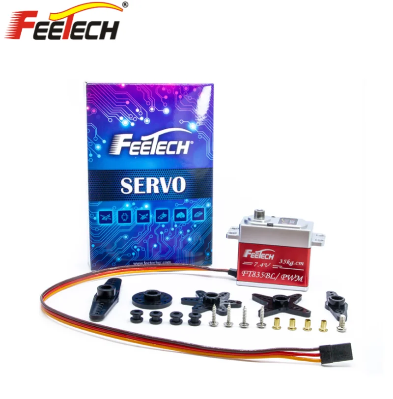 Servo digital de metal, 35kg, alto torque, sem escova, ft835bl, para carro 1/8 1/10 rc, helicóptero baja, motor de acelerador robótico