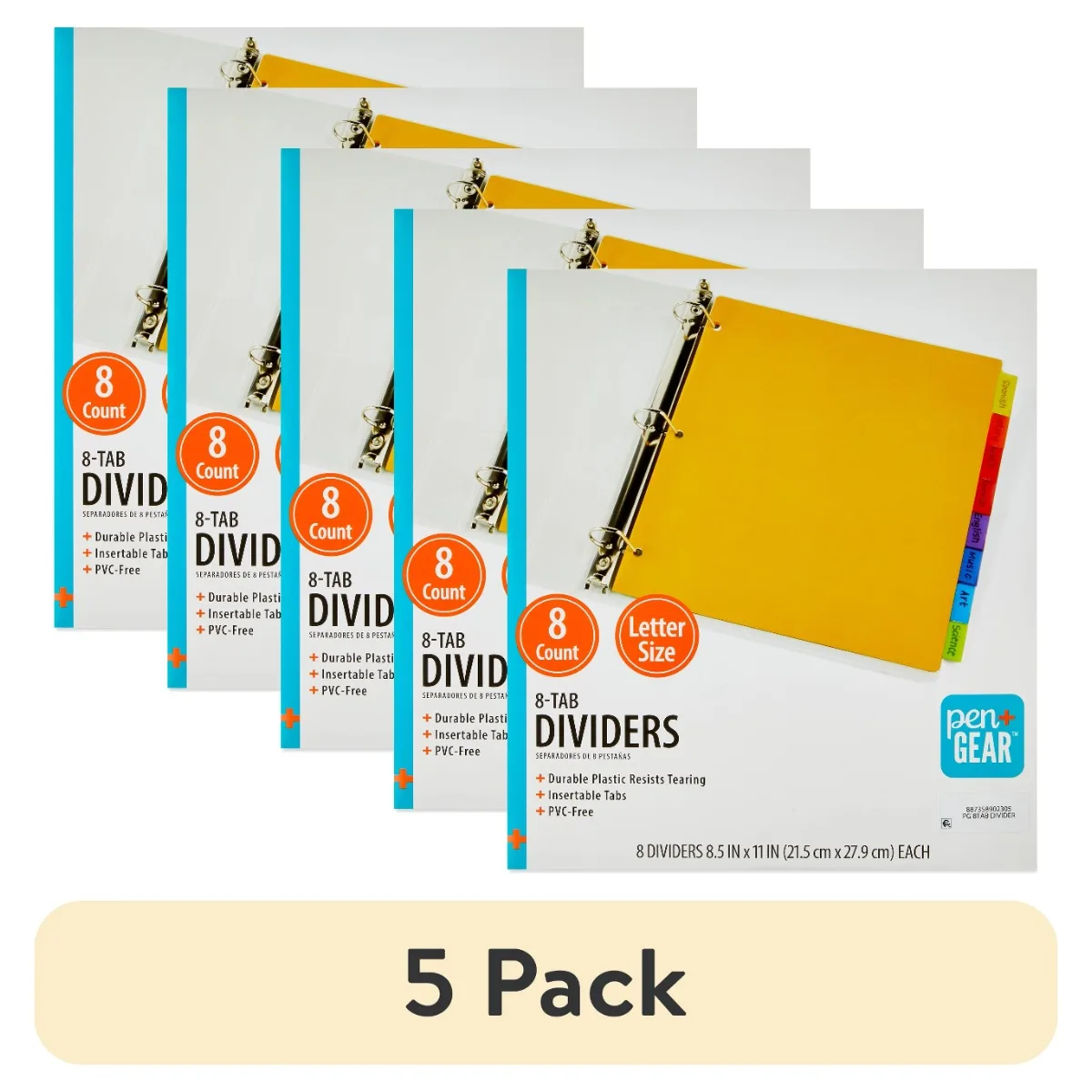 

(5 pack) 8-Tab Letter Size Dividers, 8 Count， separador de indice ， binder