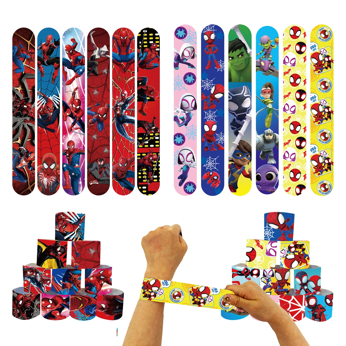 

12/24/36pcs Spiderman Slap Bracelets Superhero Spidey Party Favors Gifts Snap Band Supplies Children's Birthday Souvenirs Decora