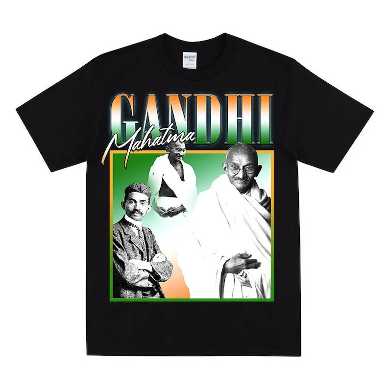 MAHATMA GANDHI Homage T-shirt, Gandhi Tribute Tee, Peaceful Protest Theme, Anti War T Shirt, Be the Change Inspirational Quotes