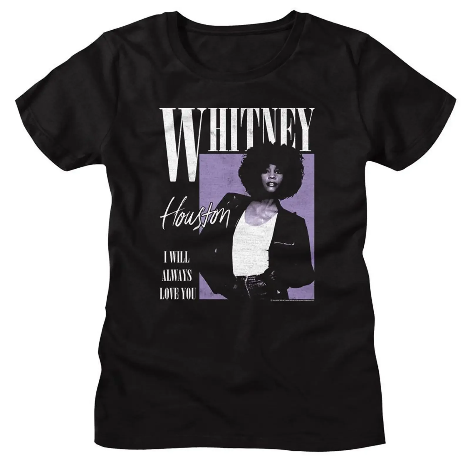Whitney Houston Always Love You Black Women's T Shirt vintage Washed Soft streetwear Comfortable Casual homme Stretched