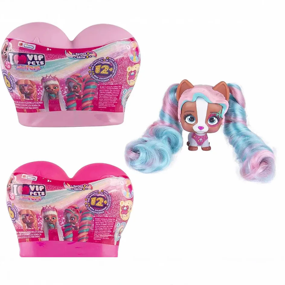 أنا أحب VIP الحيوانات الأليفة المشجعين الصغيرة تصفيف الشعر دمية الحب كلب صغير القلطي مفاجأة صندوق أعمى لعبة جديلة #1