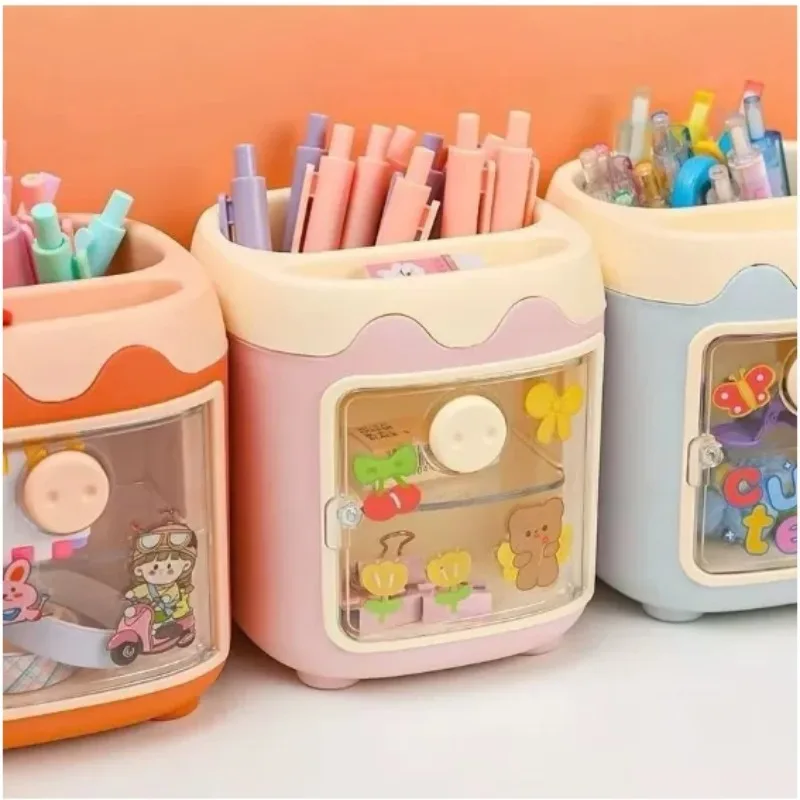 1 Stück Kreativer Cartoon-Stifthalter mit Mehrfachfächern, Lieblings-Aufbewahrungsbox für Schüler, Multifunktionale Schreibtisch-Organizer-Box
