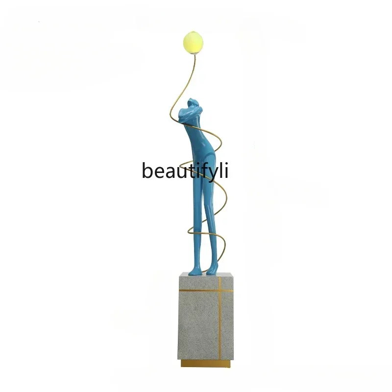 

A17 Abstract figure sculpture lobby window art decoration living room luminous light luxury floor ornament