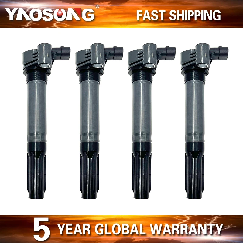 4PCS IGNITION COIL FOR FIAT 500L 1.4T TURBO (2012-2017) 1.4L-L4 UF649 68070492AB 68070492AC 68070492AD