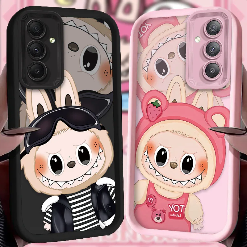 Cute Strawberry Labubu Soft Case for Samsung Galaxy A35 A55 A15 A25 A16 A06 A05 A05S A24 A13 A23 A12 A22 A32 A52 A71 A51 4G Capa