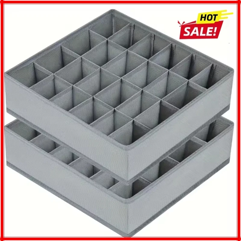 Collapsible Sock Drawer Organizer - Women Accessories for Closet Cabinet Storage - 24 Grids Underwear Storage Boxes
