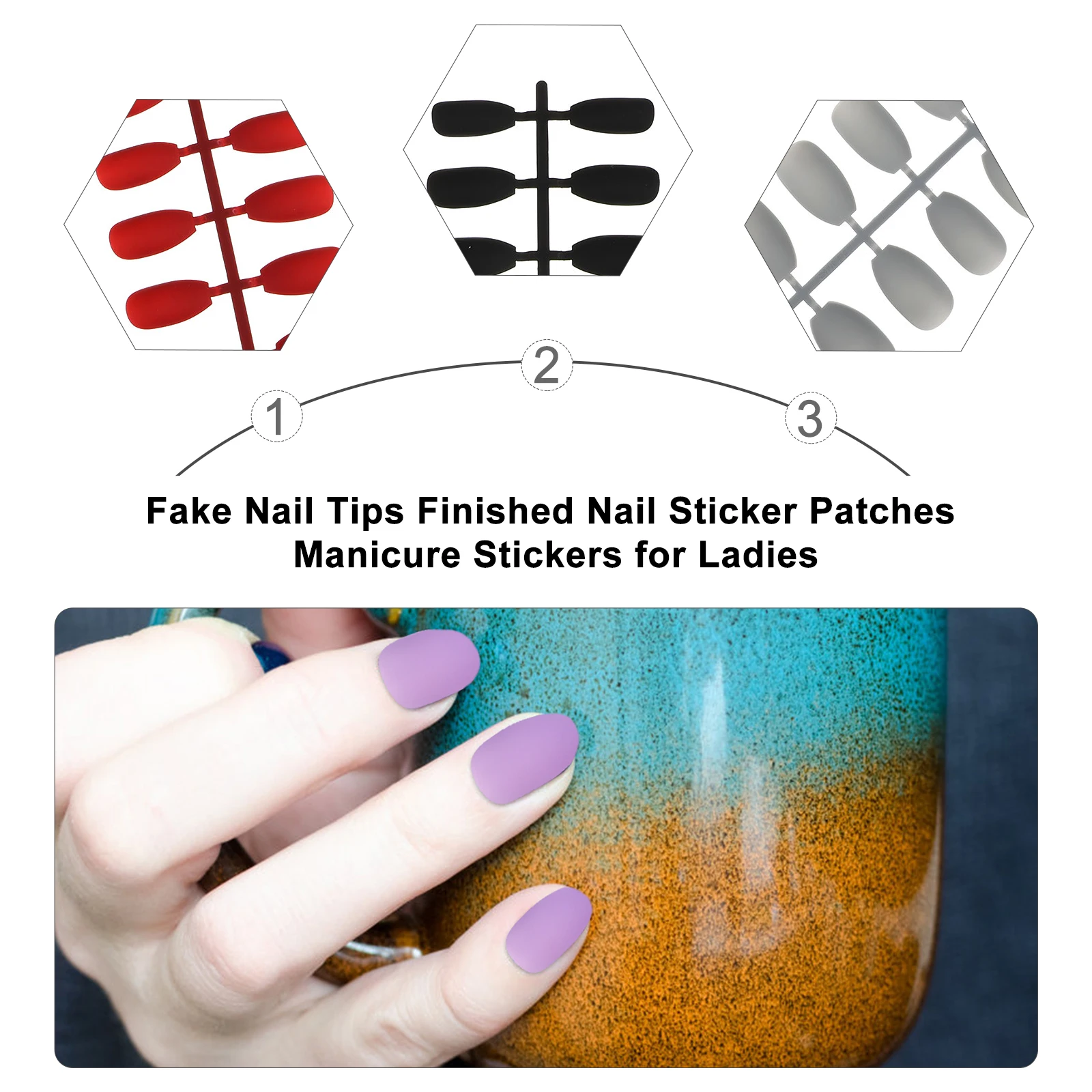 

72pcs Fake Nail Tips Full Cover Artificial Fingernails Water False Nails Nail Art Patches Manicure Stickers For