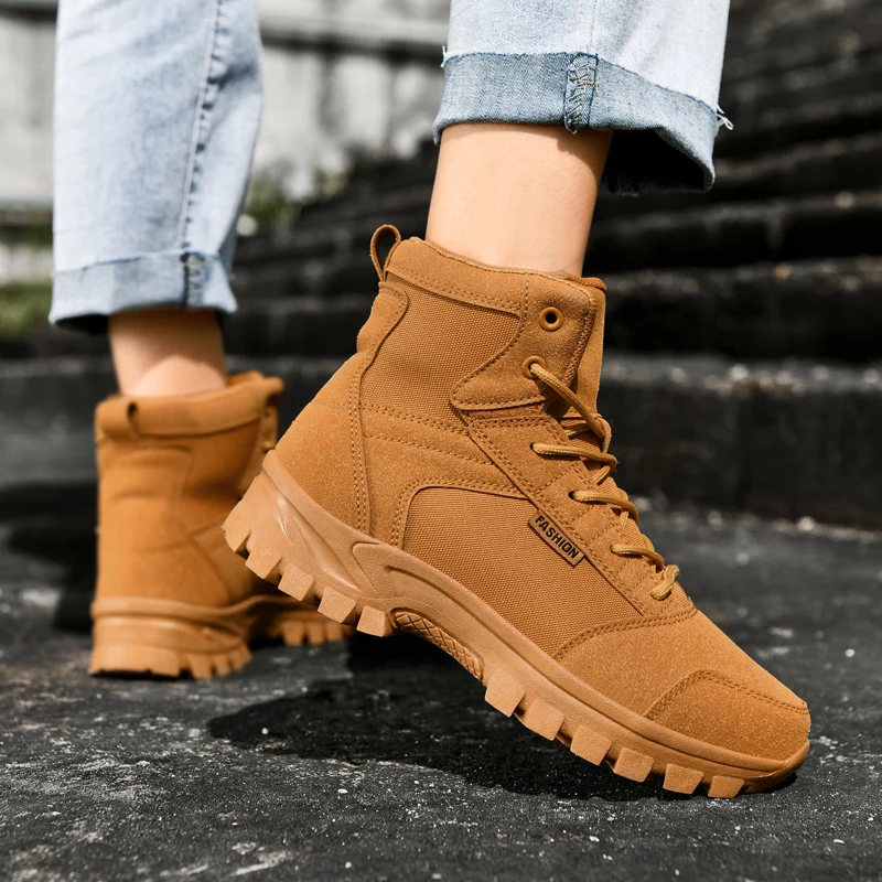 عالية الجودة الرجال حذاء للسير مسافات طويلة الشتاء في الهواء الطلق الأحذية الدانتيل متابعة عدم الانزلاق الرياضة أحذية الرحلات غير رسمية رجل الجلد المدبوغ أحذية دافئة