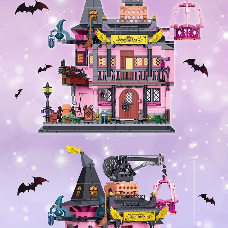 مكعبات بناء المختبر السحري المصنوعة يدويًا لتقوم بها بنفسك مجموعة البيت السحري ألعاب عصرية لسطح المكتب وحلي للمنازل هدية عيد ميلاد #4