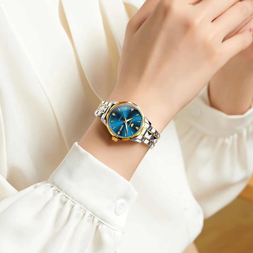 JSDUN Original Brand Automatic Watch for Women Luxury Gold Stainless Steel Mechanical Ladies Wristwatch Elegant Fashion Watches