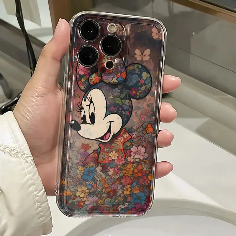 Disney Mickey Minnie Mouse Lovely Phone Case For iPhone 15 14 13 12 11 Pro Max 7 8 Plus SE XR XS MAX Y2K Girl Anti Fall Cover