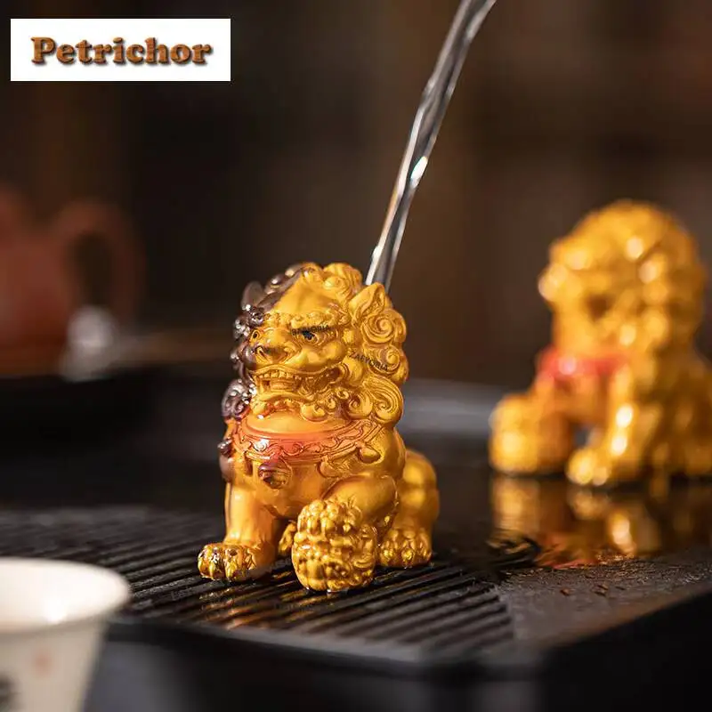 Resin Color-changing Lion Tea Pet Boutique Flowerpot Landscaping Tea Figurine Play Toys Tea Statue Ornaments Accessories Craft