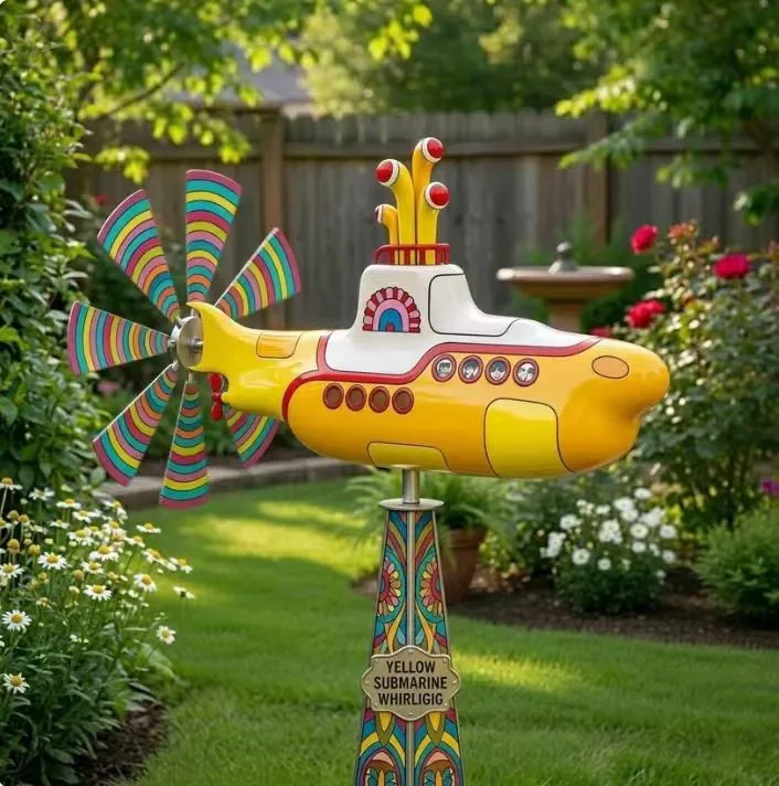 Yellow Submarine Whirligig Wind Spinner, 85cm Outdoor Garden Yard Decoration Inspired Windmill For Patio Lawn Flowe - view 4