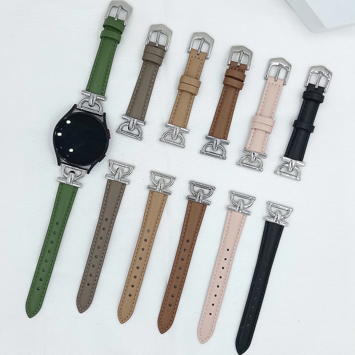 20/22mm Thin Leather Strap Suitable for Samsung Galaxy Watch7 Small Waist New Leather Strap 20-22mm Size Watch Strap
