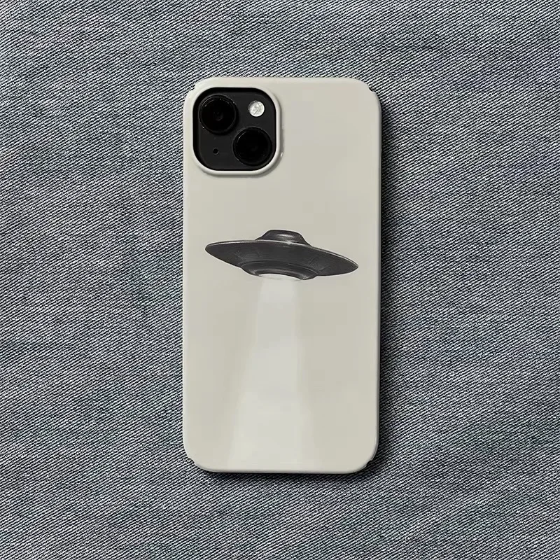 韓国ニッチデザインUFOスマホケース iPhone 17 16E 15 14 Plus 13 Mini 11 Pro Max 12 Pro XS XR SE対応 バックカバー