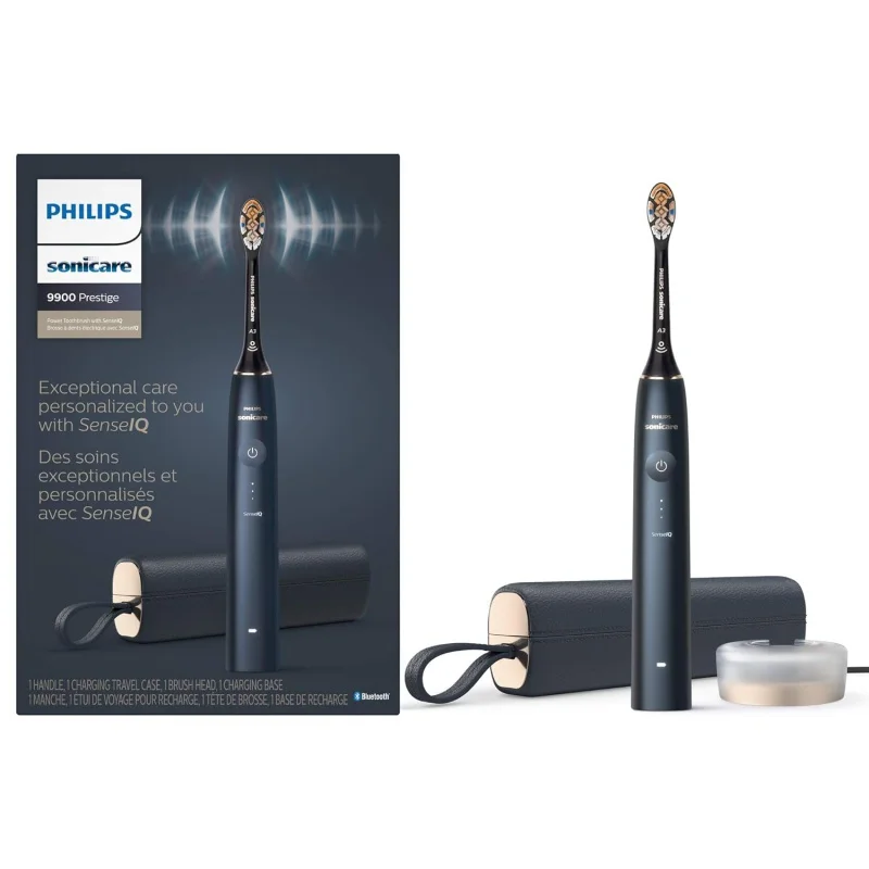 Philips-Brosse à dents électrique aste Macicare 9900 Prestige, SenseIQ, Midnight, HX9996