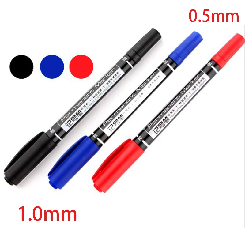 (1-3pc) deli Großhandel Dual Tip 0.5/1mm Quick Dry Permanent Zeichen Marker für Metall Stoff Qualität Dünne Linie Stift für Zeichnung