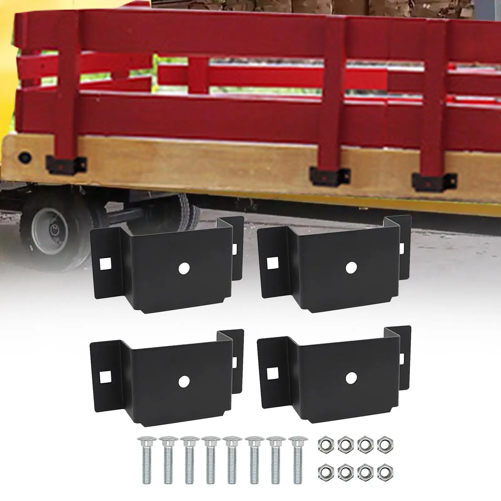 

4Pcs Trailer Pockets Heavy Duty Multifunctional for 2'' x 4'' Lumber for Flat Bed