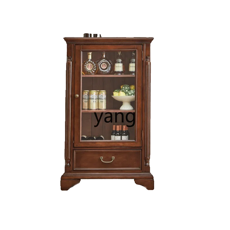 LH solid wood wine cabinet single door living room wall home glass display cabinet storage retro dining side cabinet