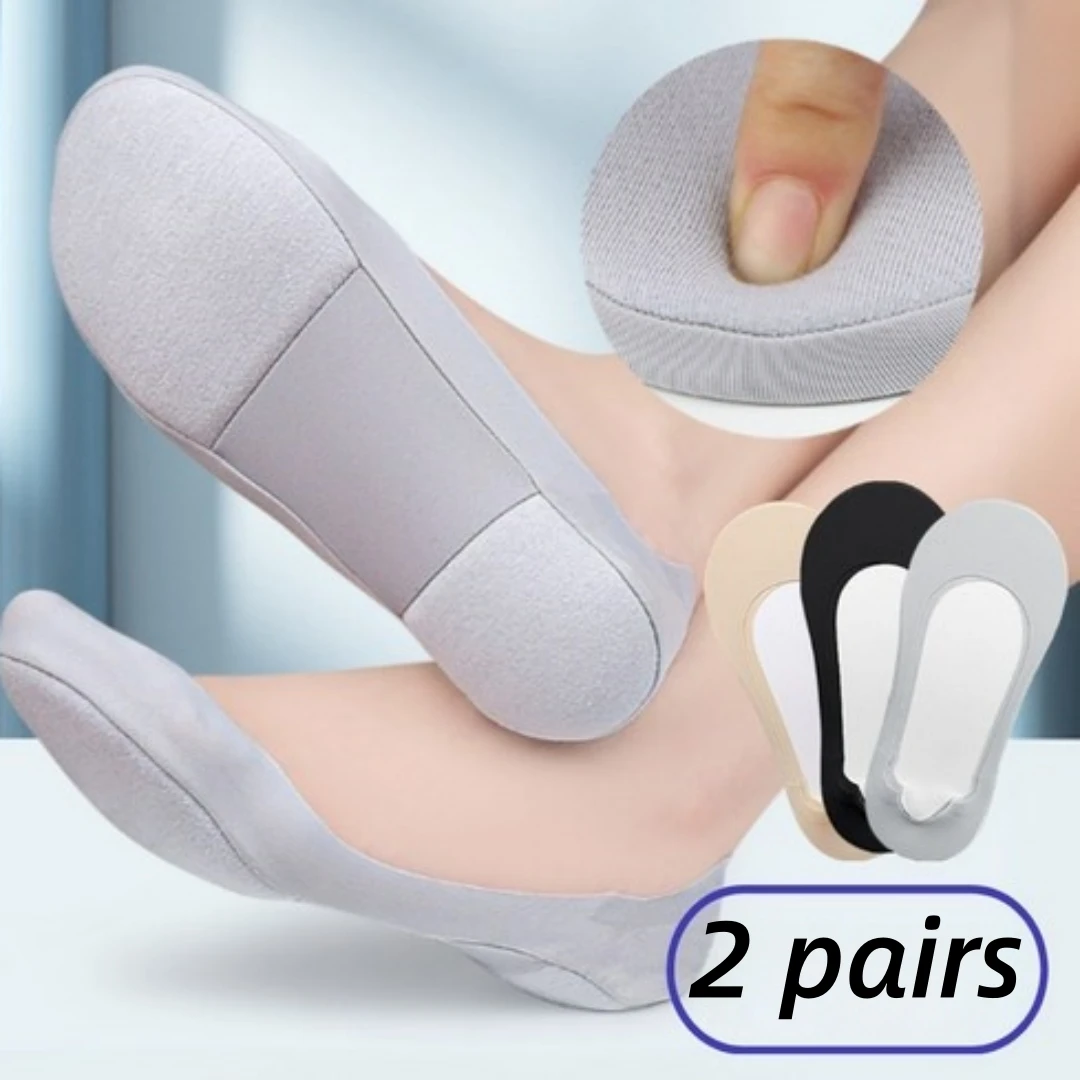 1/2PAIRS Women's 3D Anti-Slip Low-Cut Boat Socks，Comfortable Invisible Liner Boat Socks, Soft Sponge Cushioning Shock Absorption