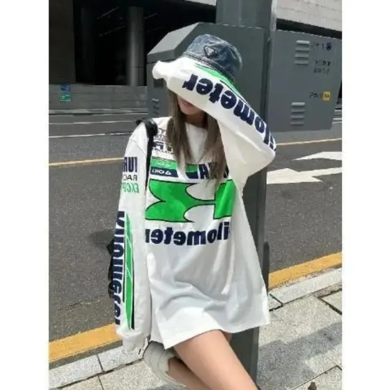 

3D Dopamine Candy Color Racing Printed Long Sleeved T-shirt for Home Leisure, Outdoor Sports, Quick Drying, Long Sleeved