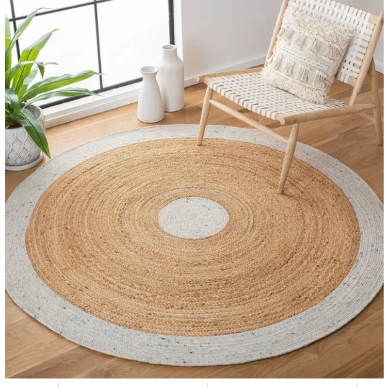 

Rug 100% Natural Jute Braided Style Reversible Carpet Modern Living Area Rugs