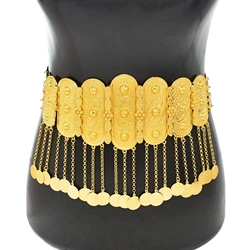 Thailand Arab Metal Belly Dance Waist Chains for Women Bohemian Flower Rhinestone Long Tassel Dress Belt Indian Egypt Ethnic