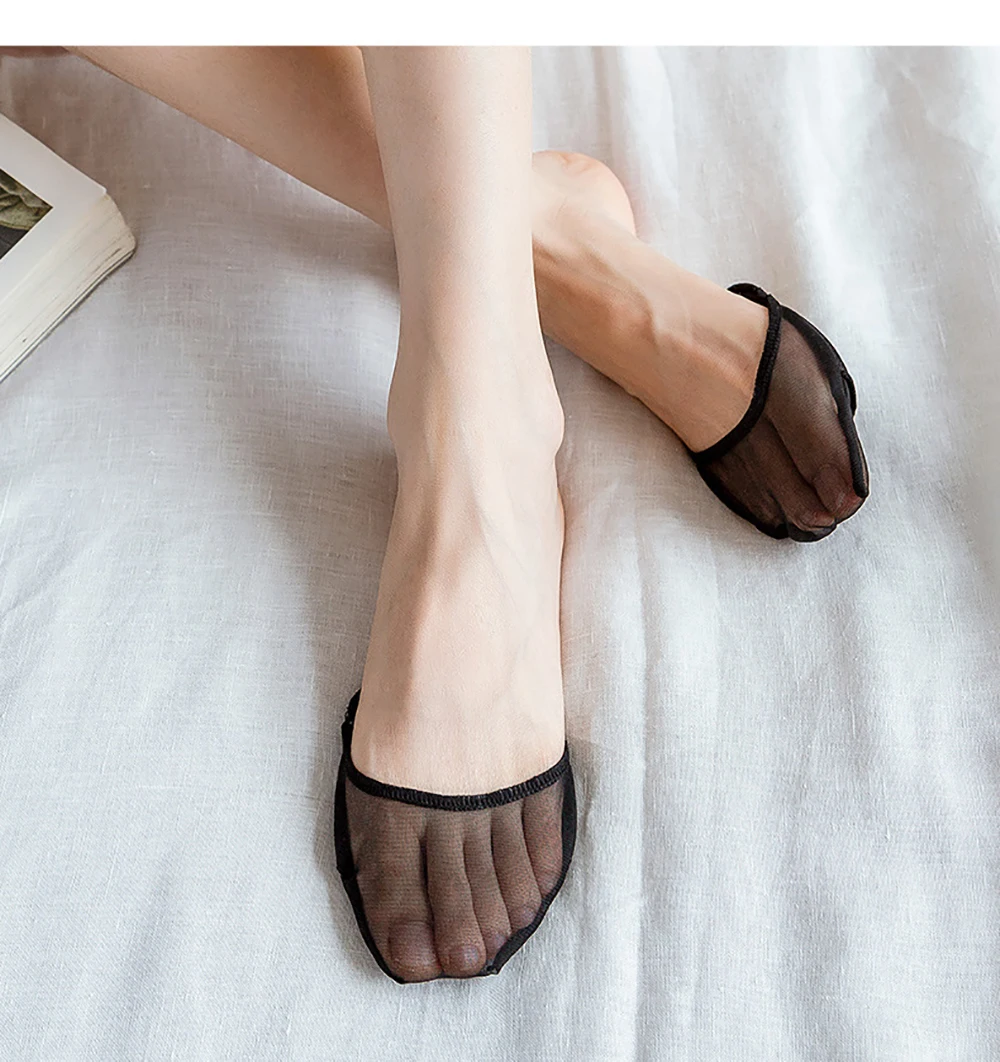 High Heels Comfortable Silicone Dotted Anti-Slip Summer Half Palm Socks Invisible Socks Women Hosiery Forefoot Insoles