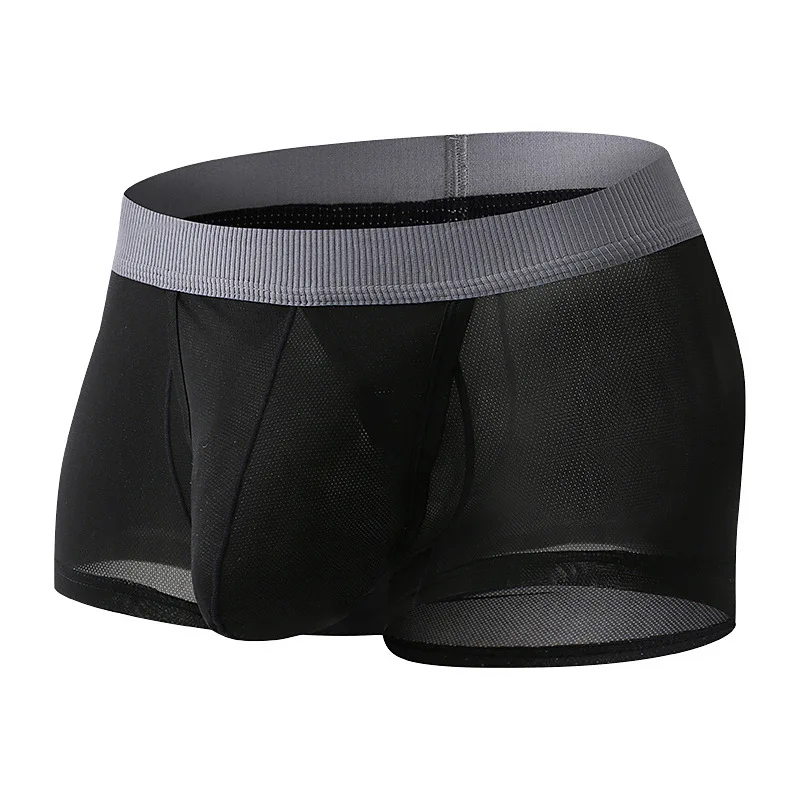 Men's Pouch Separate Underpants Ultrathin Ice Silk Boxers Breathable Panties Summer Cool Boxer Male Plus Size Slip Homme