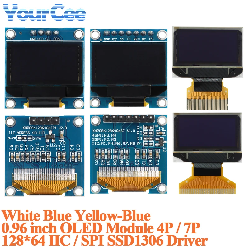 0.96 inch OLED LCD Screen Display Module 0.96” Blue White 128*64 SPI/IIC I2C Interface SSD1306 Driver