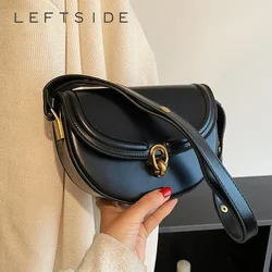 LEFTSIDE Saddle Crossbody Bags for Women 2023 Trend Fashion PU Leather Small Shoulder Handbags and Purses Solid Vintage Bag